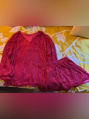 Hot Pink Sequin Shirt and Short Set